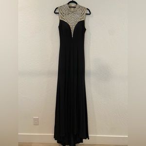 Jovani 42240 Black Fitted Jersey Dress with Jeweled Neckline